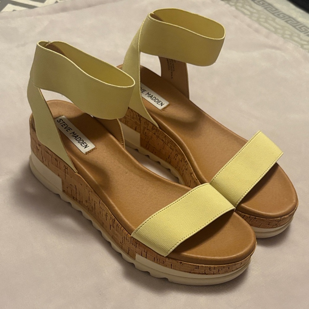 Steve Madden Yellow Wedge Sandals
